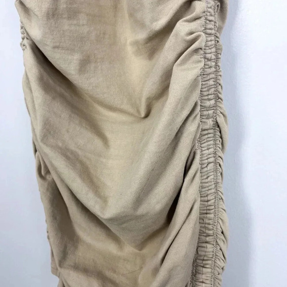 Aritzia Tna Dress XS Fluent Taupe Ruched Bodycon Mini Dress Festival - Picture 5 of 5